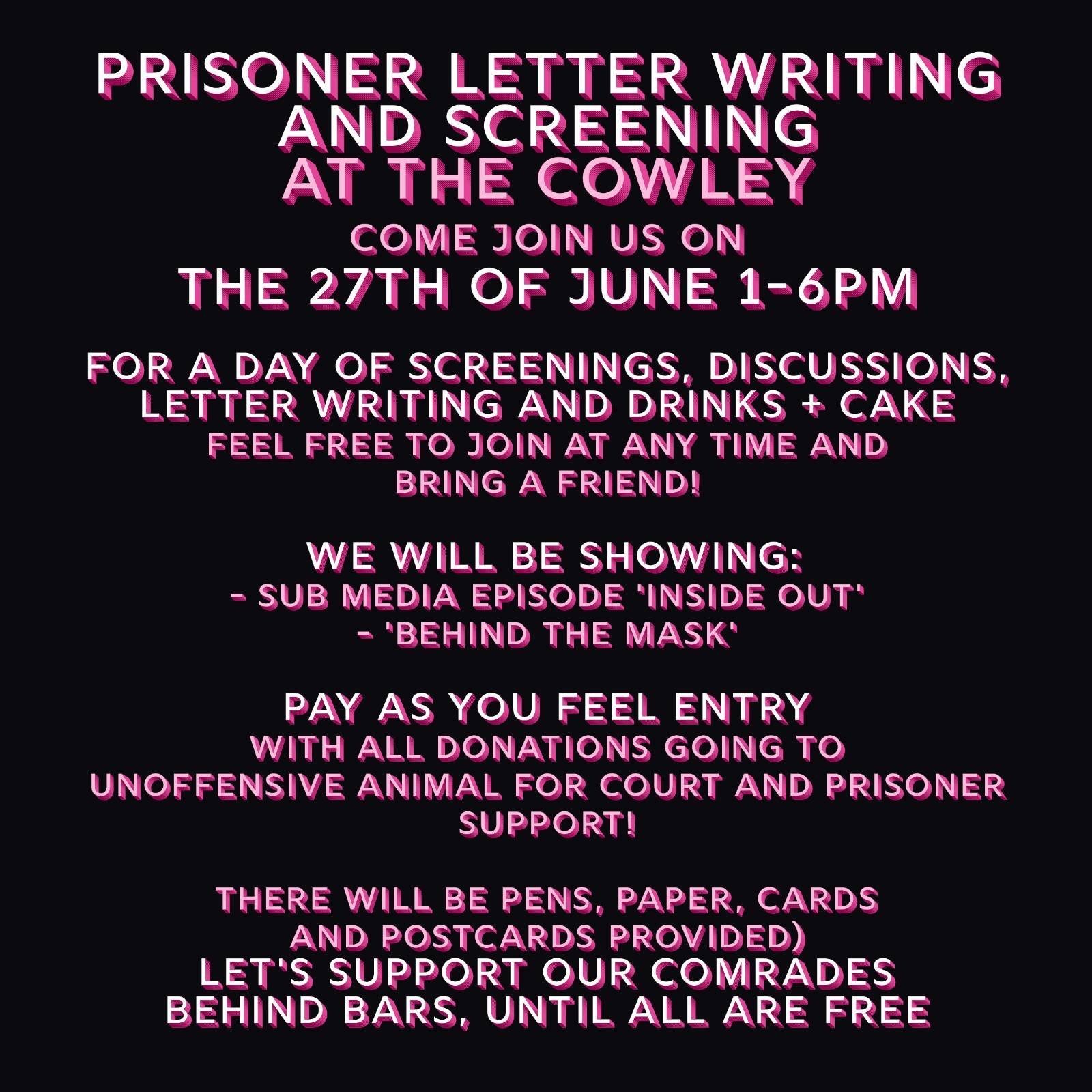 Prisoner Letter Writing and Film Screening